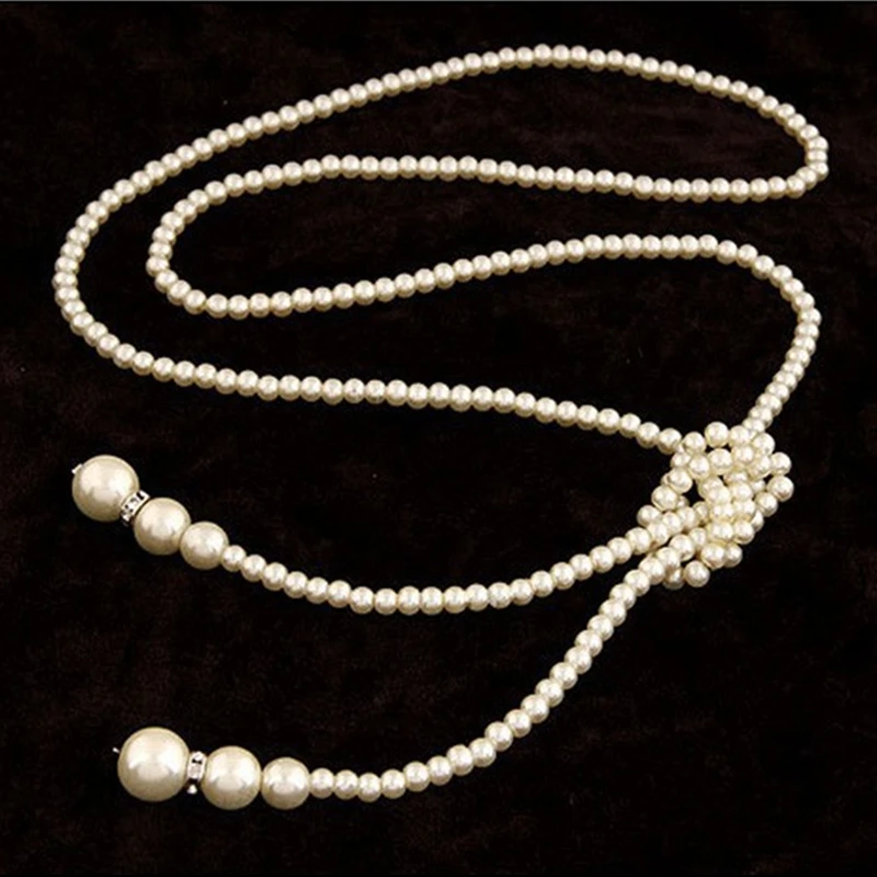 Ожерелье женское из искусственной кожи с длинными бусинами| |