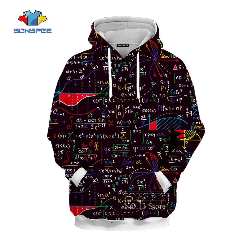 SONSPEE Design math equation Harajuku 3D одежда для мужчин и женщин унисекс толстовки с капюшоном