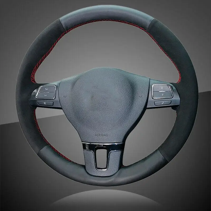 

Car Hand Stitched Auto Braid On The Steering Wheel Cover For VOLKSWAGEN Tiguan Passat CC