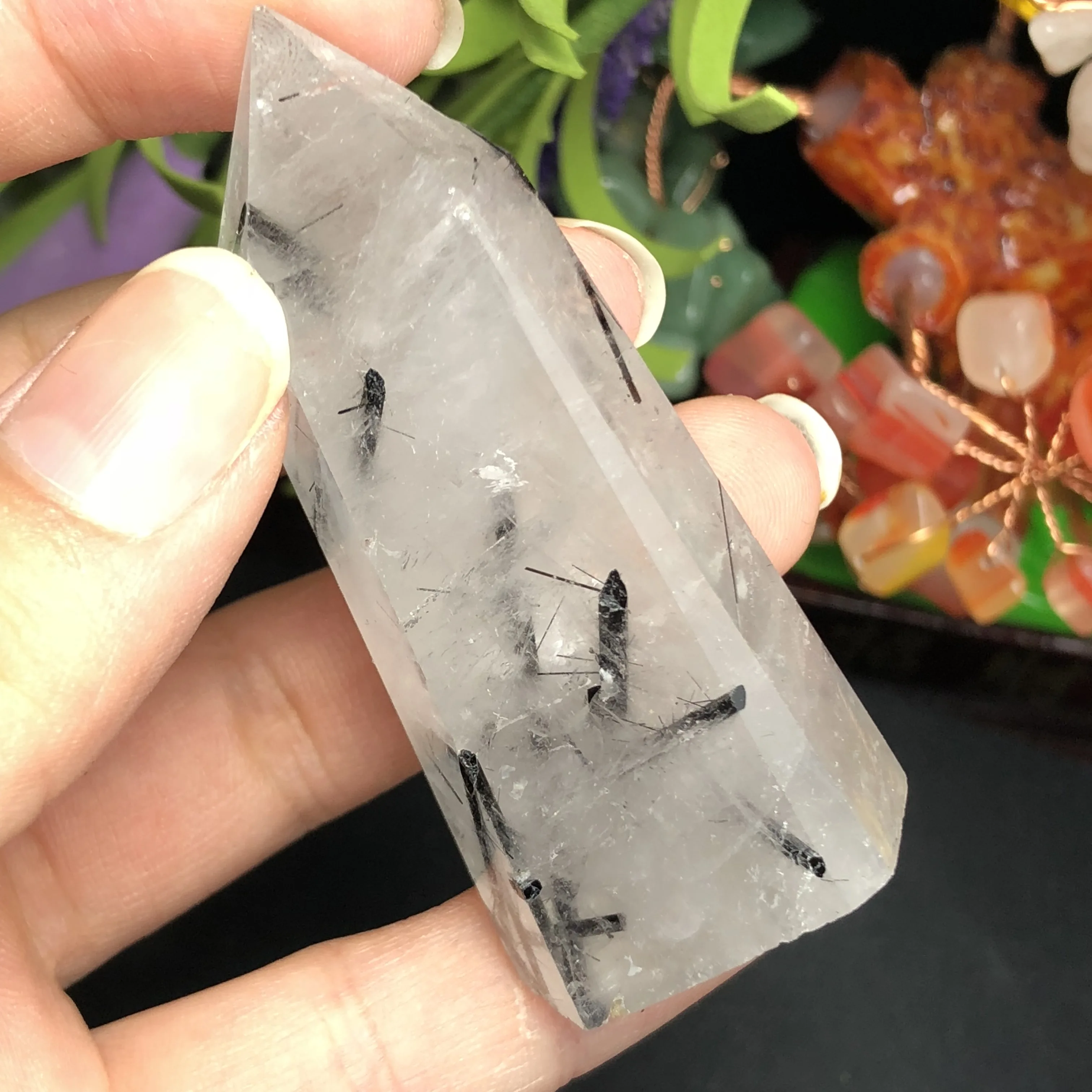 2 шт. натуральный белый и черный турмалин кристалл одноострый столб красивая