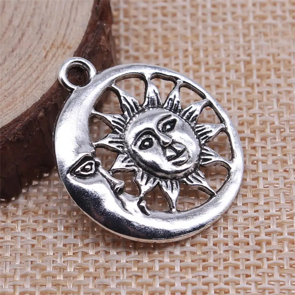

10Pcs 24x24mm Antique Silver Color Moon Sun Charms For DIY Bracelet Necklace Jewelry Making