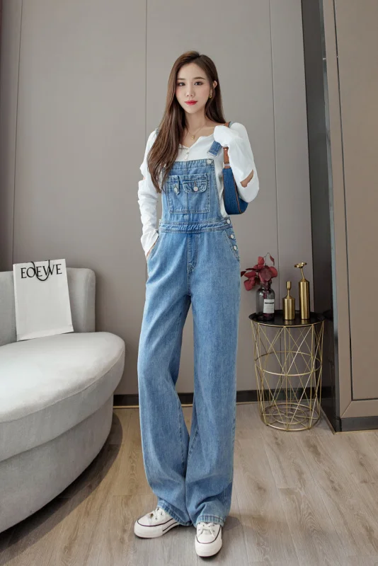 Весна 2021 модные стильные джинсовые брюки на подтяжках для женщин | Женская одежда