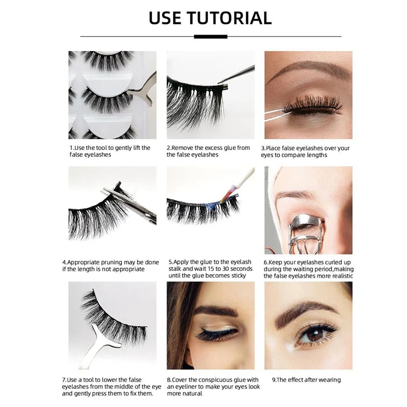 

10pcs/Set 3D Mink Lashes Fluffy Mink Eyelashes Makeup Natural Extension Lashes