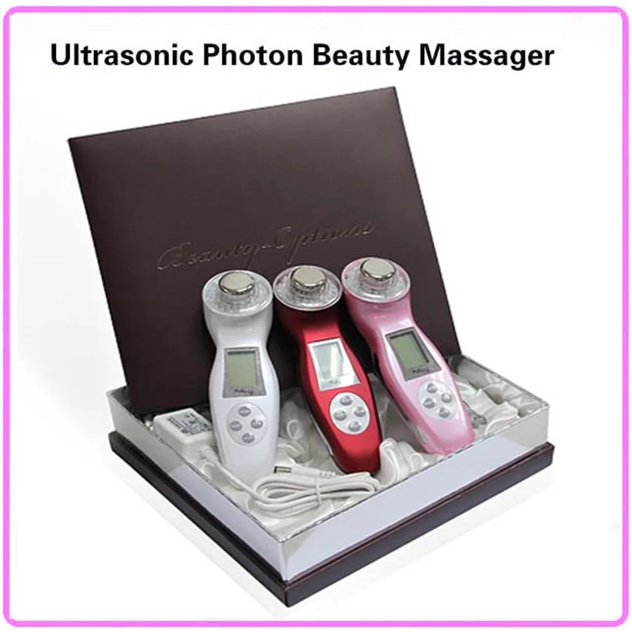 Goedkoop 3Mhz 3 Kleuren Ultrasound Skin Massager Galvanische Sonic Gezicht Led Photon Huidverzorging Ultra Sonic Draagbare Cleaner Body Beauty Apparaat
