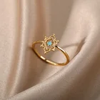 Шестигранное кольцо в форме звезды, голубое искусственное женское кольцо из нержавеющей стали золотого и серебряного цвета, ювелирное изделие в стиле бохо, подарок
