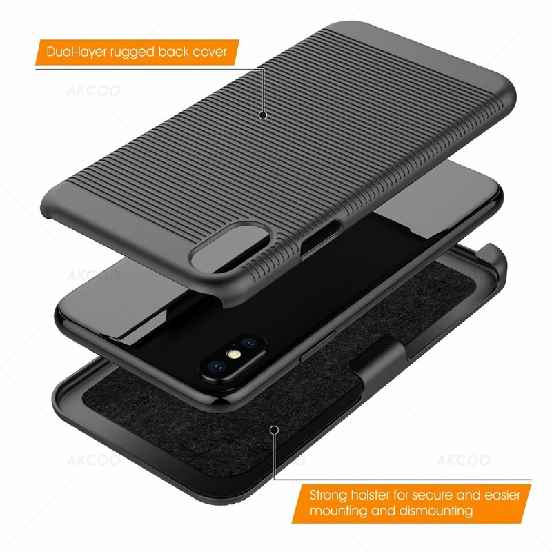 Akcoo Combo shell for iPhone 11 Pro holster case with Built in kickstand Swivel belt clip for iPhone 56s 7 8 Plus XR XS Max capa