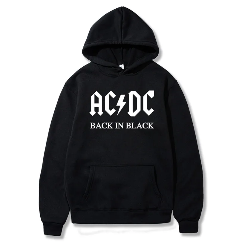 AC DC Hoodie Men Hip Hop Rock Band ACDC Back In Black Sweatshirts Male Female Casual Streetwear Jackets Hoody Spring Winter Tops | Мужская