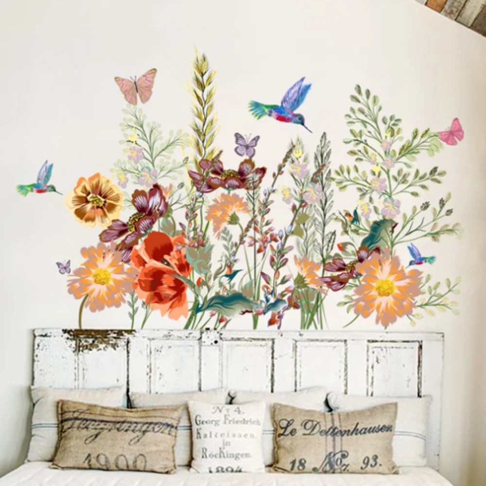 

Настенные Стикеры с бабочками и цветами, Фоновые наклейки на стену в гостиную, спальню, спальни, украшение для дома