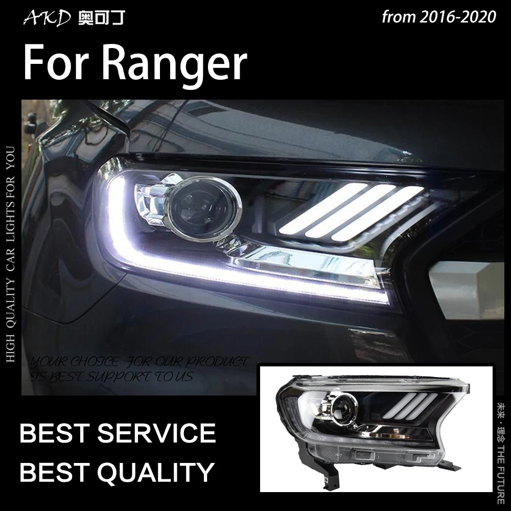 AKD автомобильный Стайлинг для Фар Ford Ranger 2016 2017 Everest светодиодный ная фара H7 D2H Hid