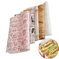 50pclot wax paper cartoon printed grease wrapping paper oilpaper food grade bread sandwich fries baking tools
