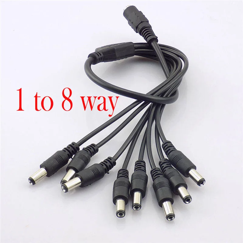 DC Power 1 Female to 2 3 4 5 6 8 Male Way Splitter Adapter Connector Plug Cable 5.5mm*2.1mm 12V For CCTV Camera LED Strip Light |