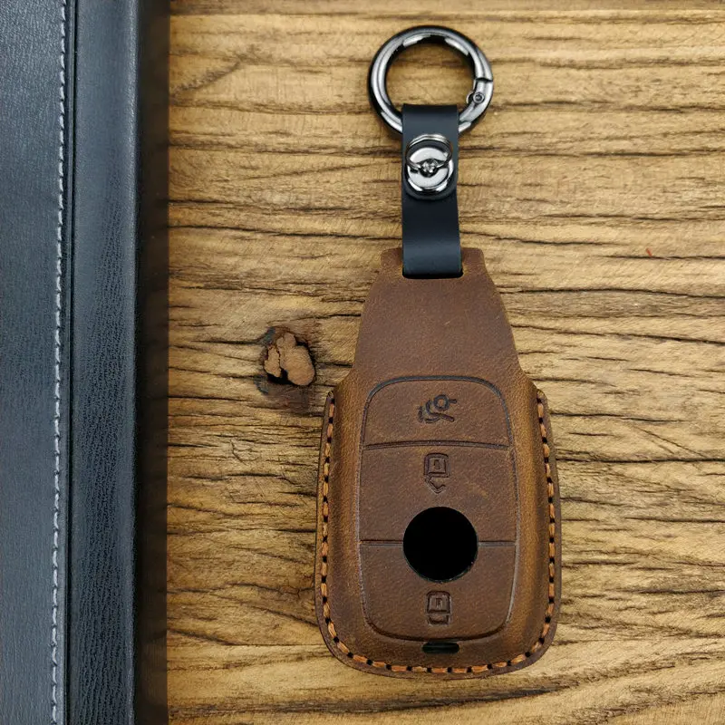Leather key cover for Mercedes Benz 2017 E Class W213 2018 S class new SLC SLK E200 E260 E300 E320 car case | Автомобили и