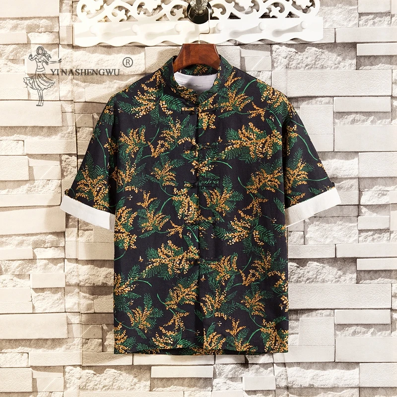 

Kimono Men Short-Sleeved T-shirts Embroidered Japan Harajuku Short Youth Trouser Asian Yukata Haori Cardigan Japanese Costumes