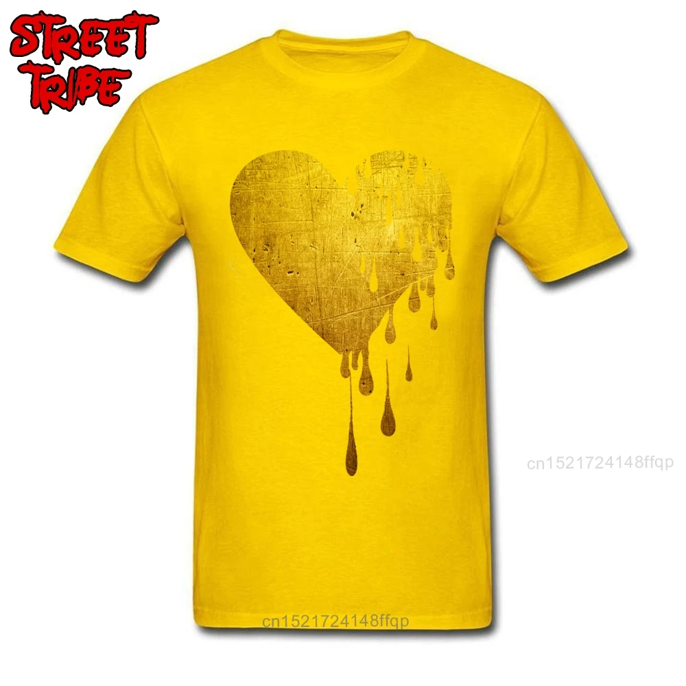 Heart T-shirt Print Men Punk Tshirts Vintage Tops Cotton Clothes Lover Tee 2018 Newest Bleeding Gold Short Sleeve T Shirts | Мужская