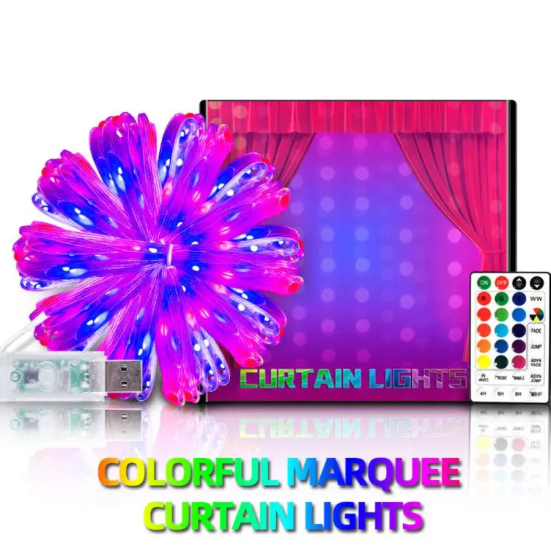 

3M Led Light Curtain Remote Control Symphony String 16 Colors USB Festoon Christmas Decorations 2022 New Year 2022 Decor