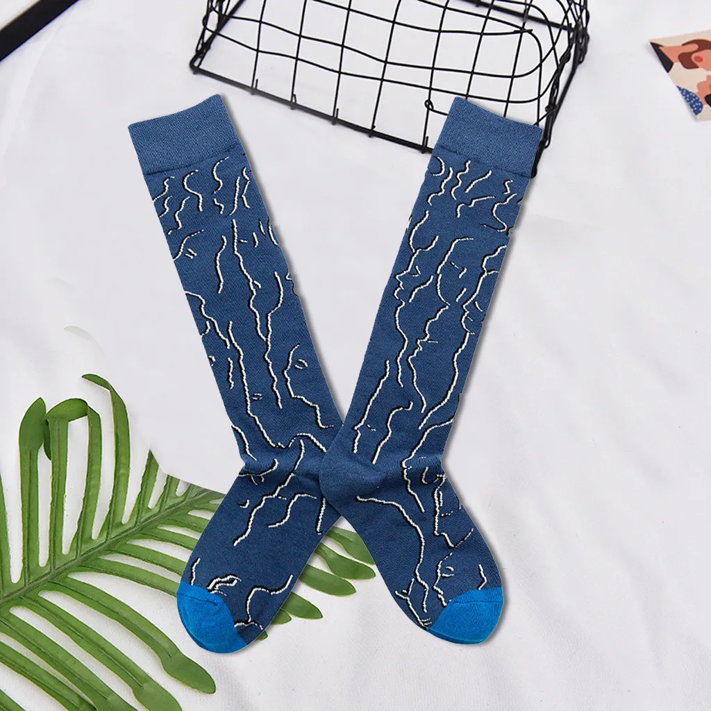 Женские креативные Высокие Носки с рисунком хлопковые носки вечерние эластичные