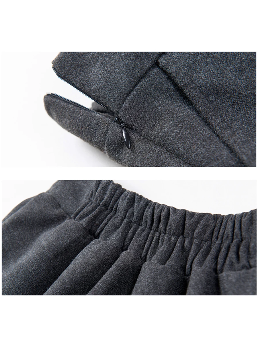 

A-Line Vintage Back Elastic Wasit Women's Wool Skirt Black Khaki Autumn Winter Solid Elegant Long Skirt For Women High Waist