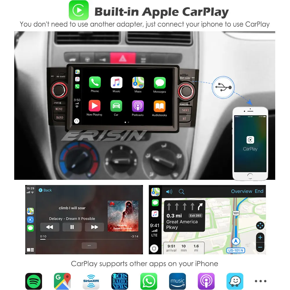 Erisin Android 10 0 автомобильный стерео радио мультимедиа DAB + GPS DSP CarPlay Bluetooth Wifi DVR OBD RDS для
