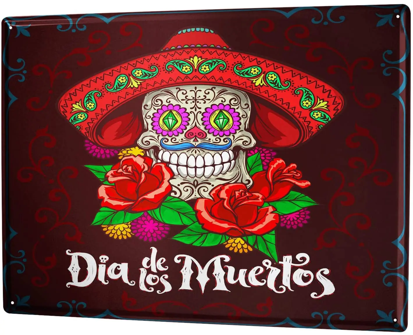 

LEotiE SINCE 2004 Sheet Metal Sign Fun Kitchens Dia de Los Muertos