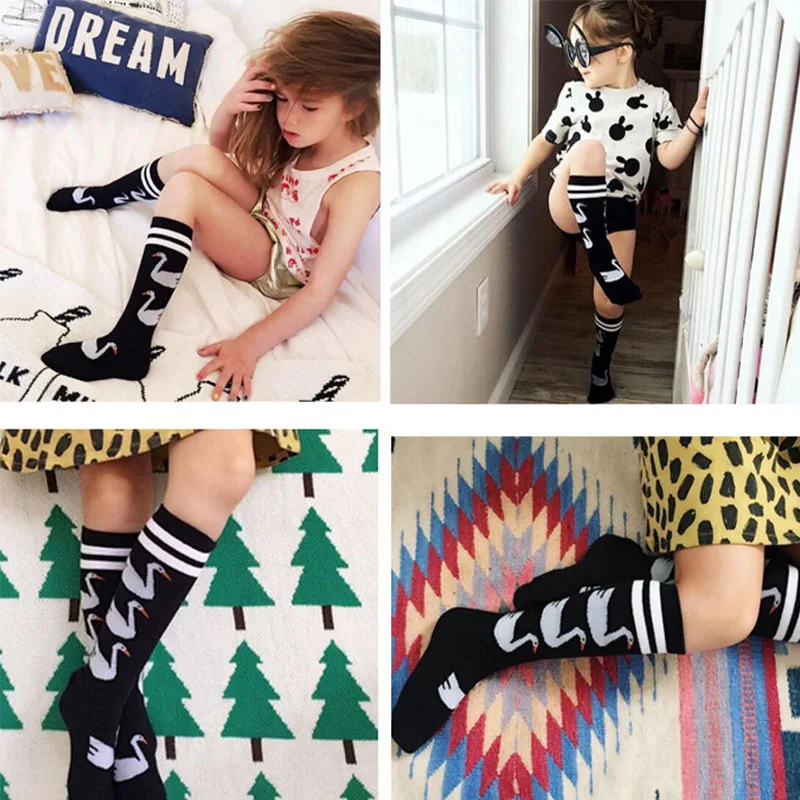 Модные детские носки-трубки с изображением молочного лебедя милые брендовые