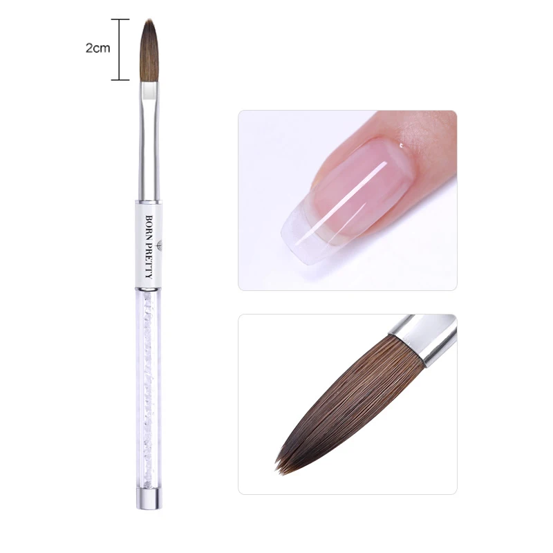 Acrylic Brush 20mm Born pretty, голографическая зеркальная окунь, 4 в 1, порошок для ногтей, 10 мл, акриловая резьба, полимерная пудра для ногтей, блестящее украшение - Цвет: Acrylic Brush 20mm
