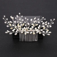 bridal wedding headdress crystal silver color pearl wedding hair combs flower headpiece jewelry hair ornaments for woman