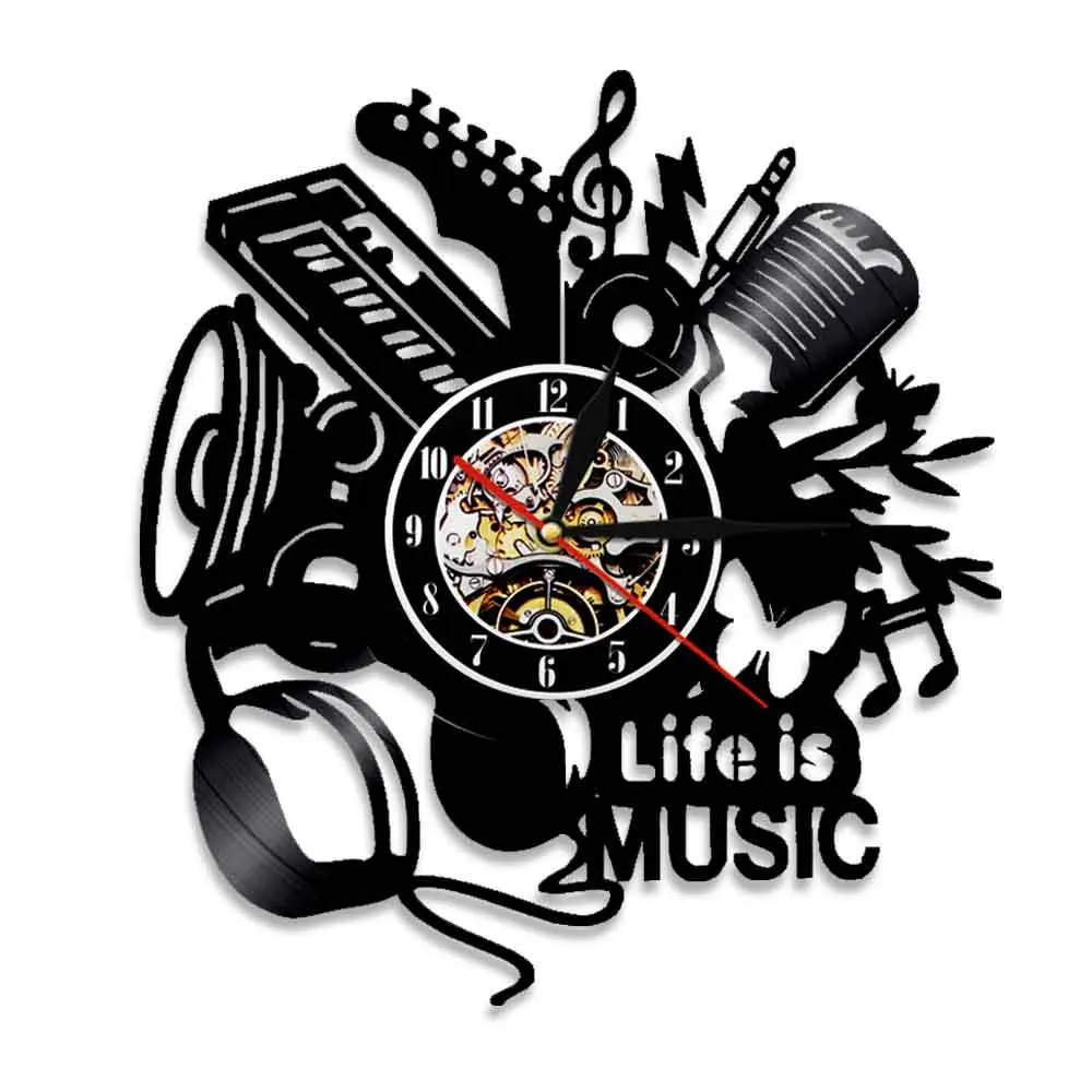 Музыка моя жизнь виниловая запись настенные часы Музыкальные инструменты