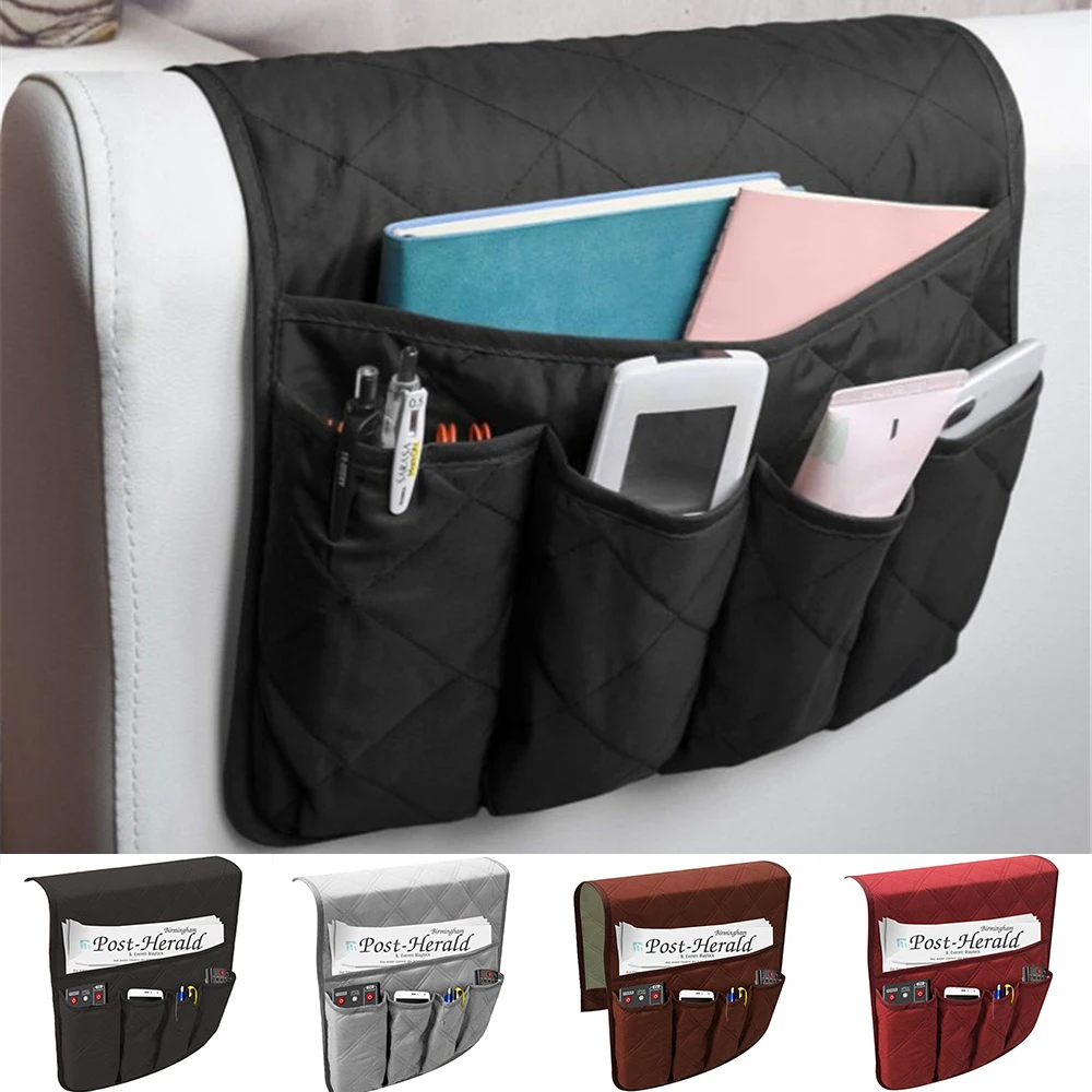 

5 Pockets Caddy Sofa Chair Side Hanging Storage Couch Arm Rest Bags Organiser Polyester Living Room Organizer Storage Bags New