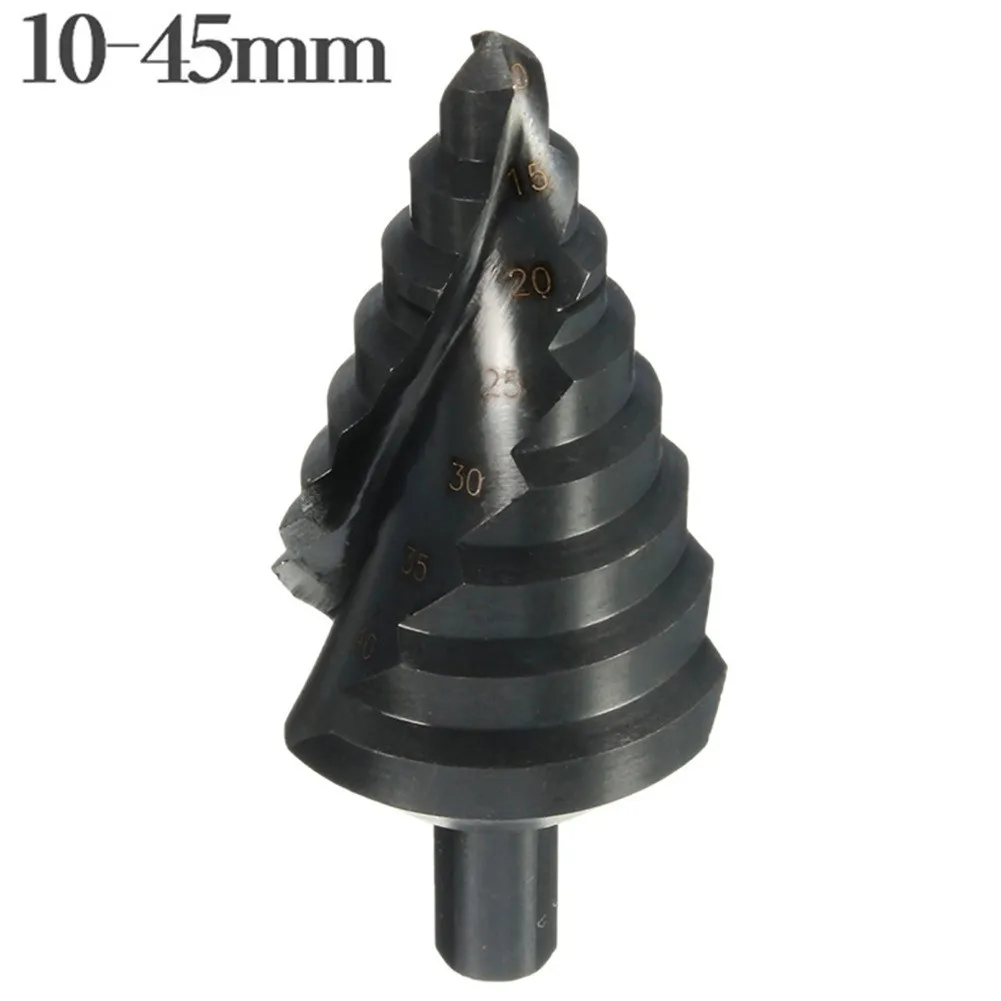 

1 Pcs Step Drill Bit 10-45MM 8 Step Spiral Groove Cone Drill Bit Nitrogen Coated For Wood Hole Cutter Drilling Tools Parts