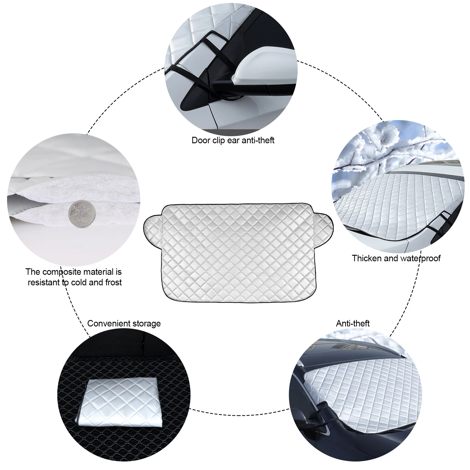 

New Car Snow Cover Thickened Anti-frost Windshield Cover Winter Waterproof Car Covers Hood Outdoor Snow Front Glass Cover Hot