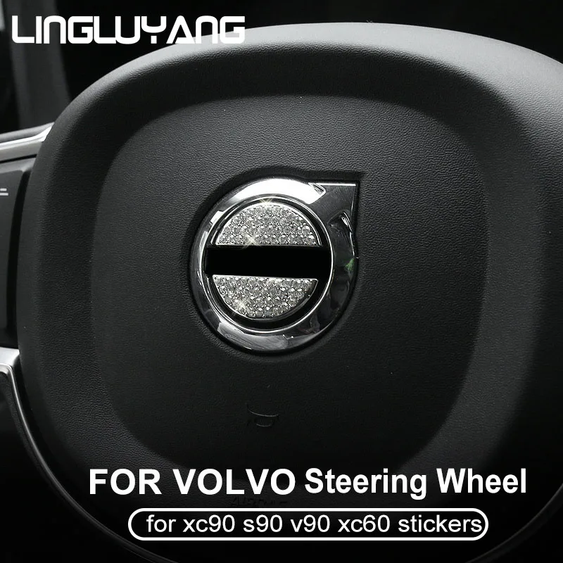 Для Volvo XC60 S90 XC90 v90- металл+ стразы отделка рулевого колеса украшение наклейка 2ps аксессуары для стайлинга автомобилей