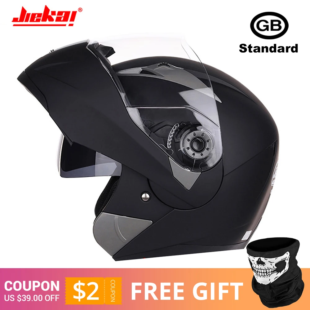 JIEKAI 105 Matte BK Новинка, откидной мотоциклетный шлем, мотоциклетный, модульный, с двумя линзами, для мотокросса, мотоциклетный шлем, крушение, полное лицо, шлемы, Casco Moto Casque - Цвет: JIEKAI 105 Matte BK