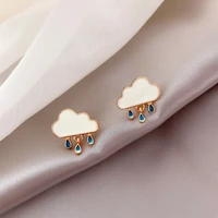 origin summer cute white cloud water drop stud earrings for girls korean fashion wedding party gifts jewellery accessories