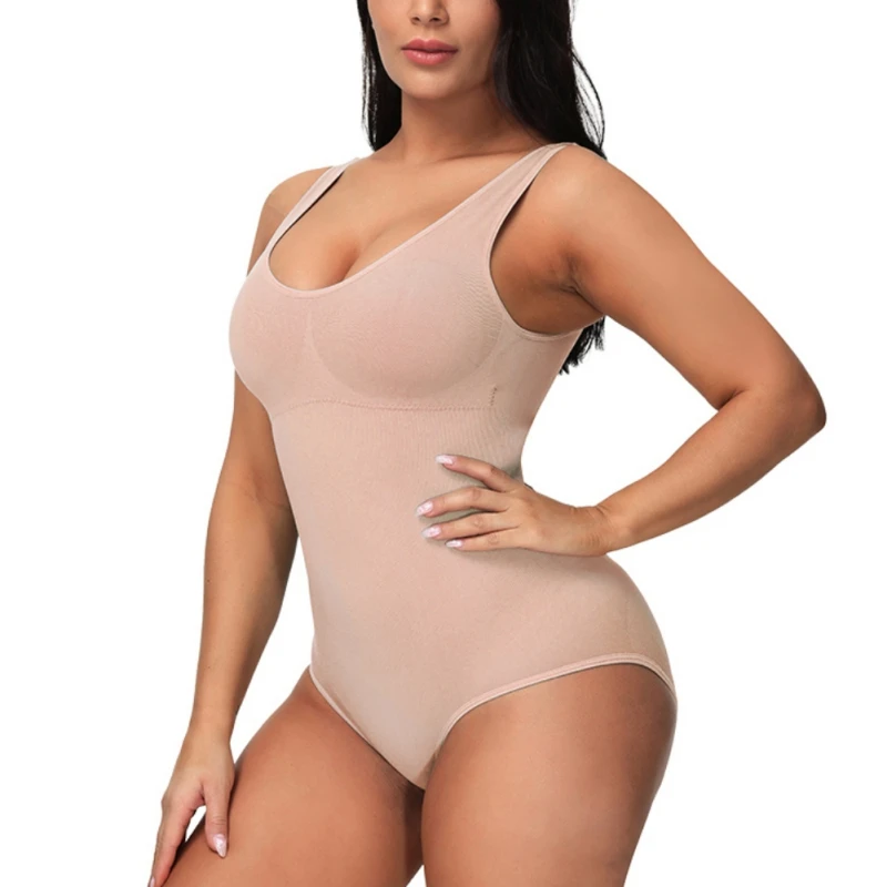 

Ladies' Waist Training Tights Slim Full Body Shaper Underwear Seamless Round Neck Jumpsuit Abdomen Top