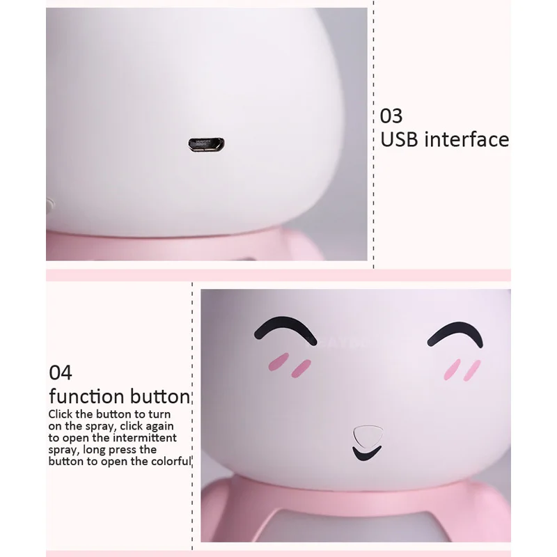 200ML USB Aroma Essential Oil Diffuser Ultrasonic Cool Mist Rabbit Humidifier Air Purifier LED Night light for Office Home Gift | Бытовая