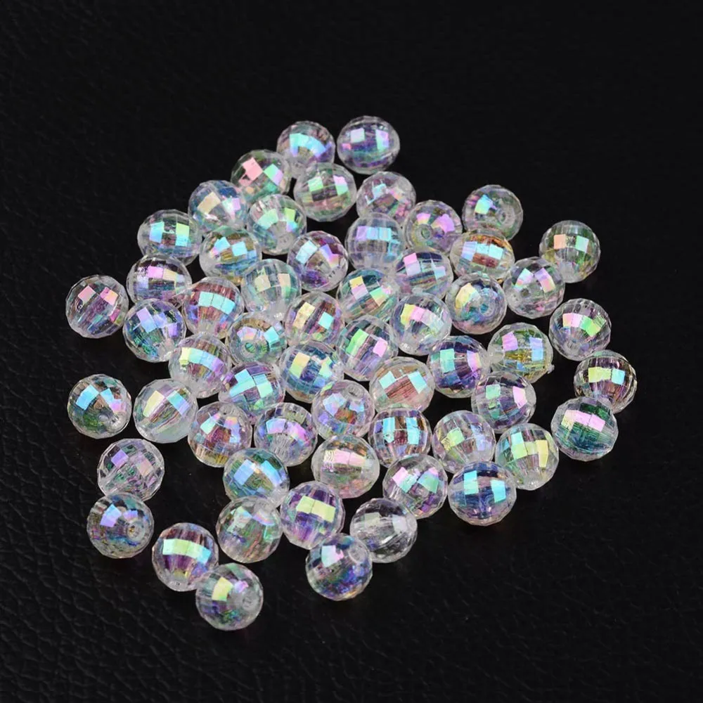 

500g Environmental Faceted Transparent Acrylic Round Beads 6mm 8mm for jewelry making DIY Decor Accessories