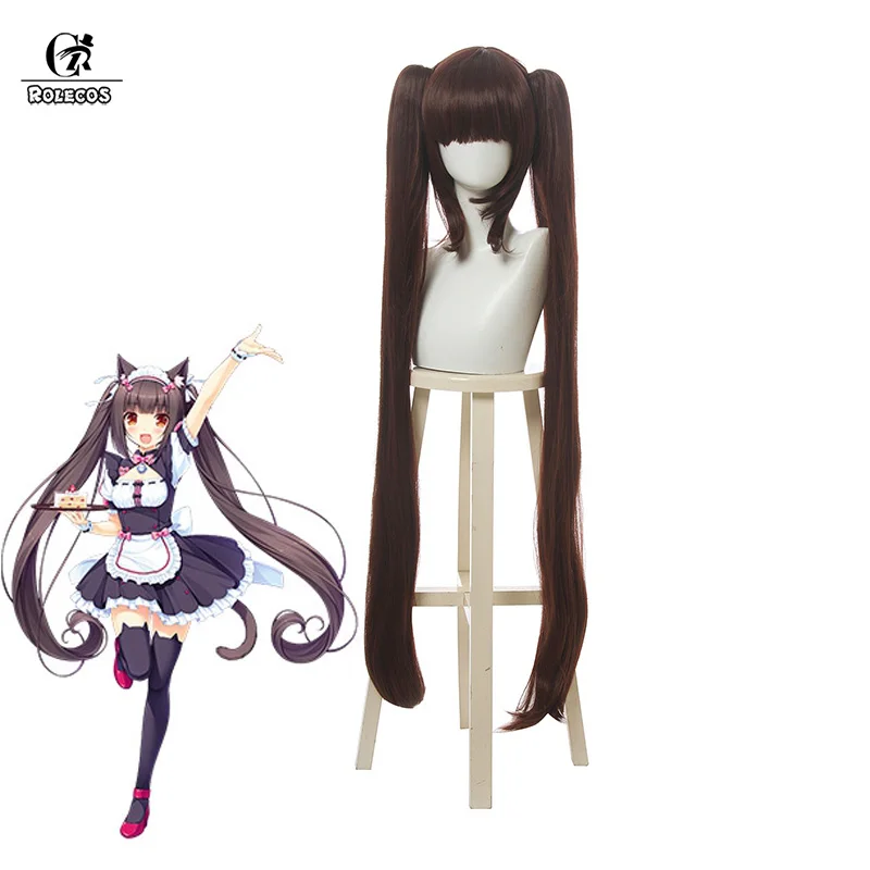 Парик для косплея ROLECOS Nekopara Chocola парик в стиле игры Maid головной убор длиной 105 см