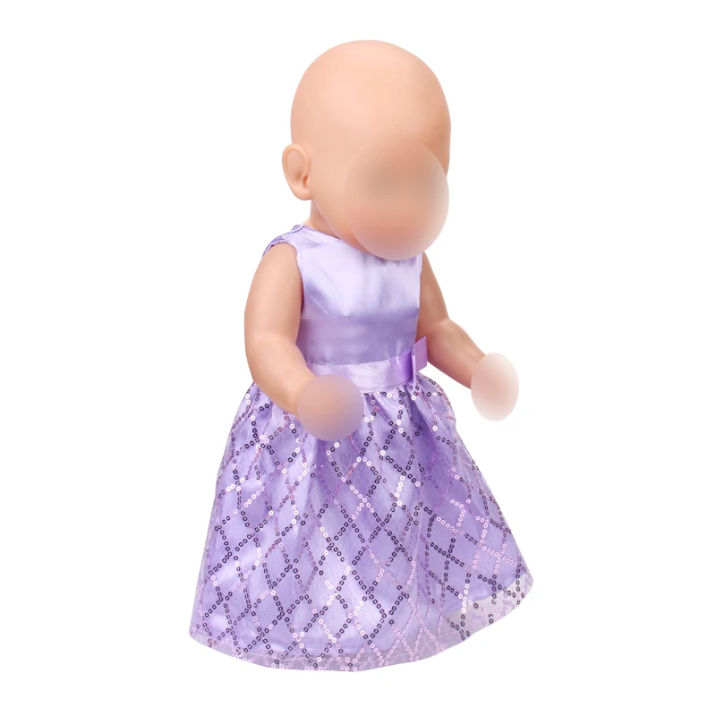 

Purple Princess Evening Gown Baby Toys Skirt Fit 43cm Baby New Born,42cm Nenuco,18inch Girl Doll Clothes Accessories