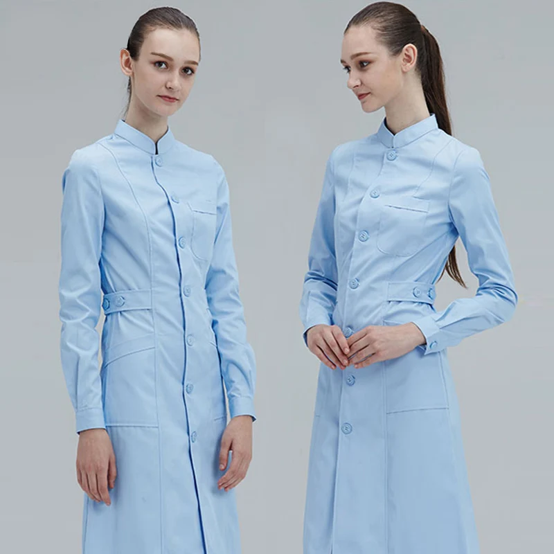 4 цвета рабочая одежда для салона красоты медсестер тонкий воротник с длинным