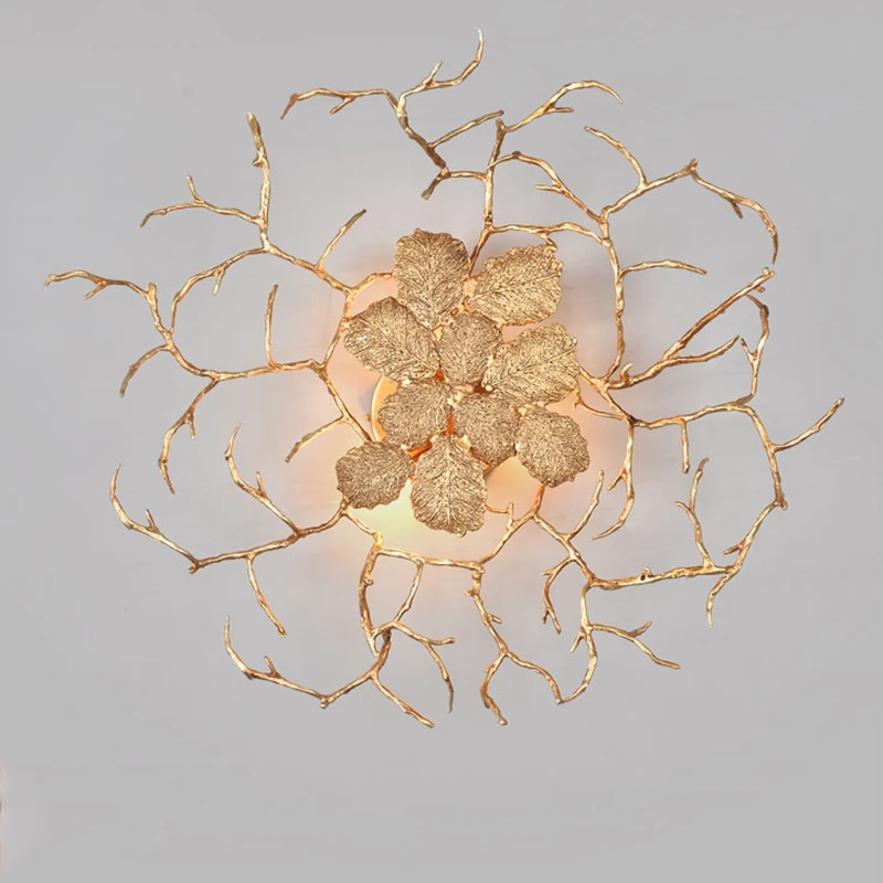 Медная настенная лампа латунная ветка дерева Наклейка на стену светильник