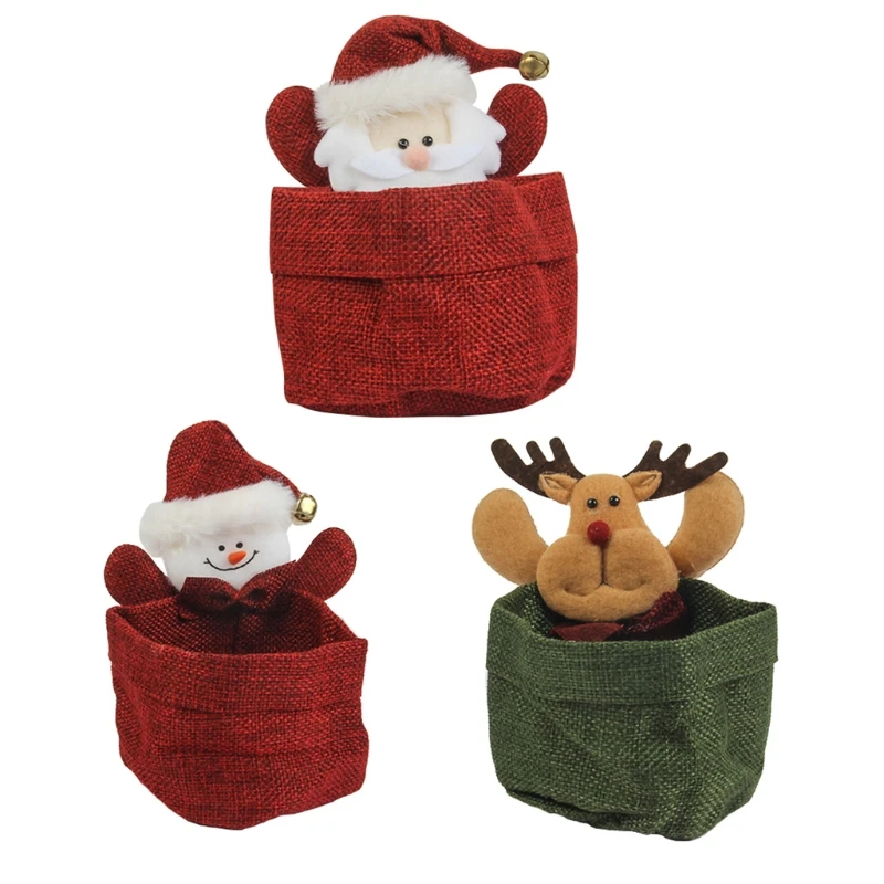 

Christmas Candy Gift Bags with Christmas Design Reusable Craft Cloth Boxes G99A