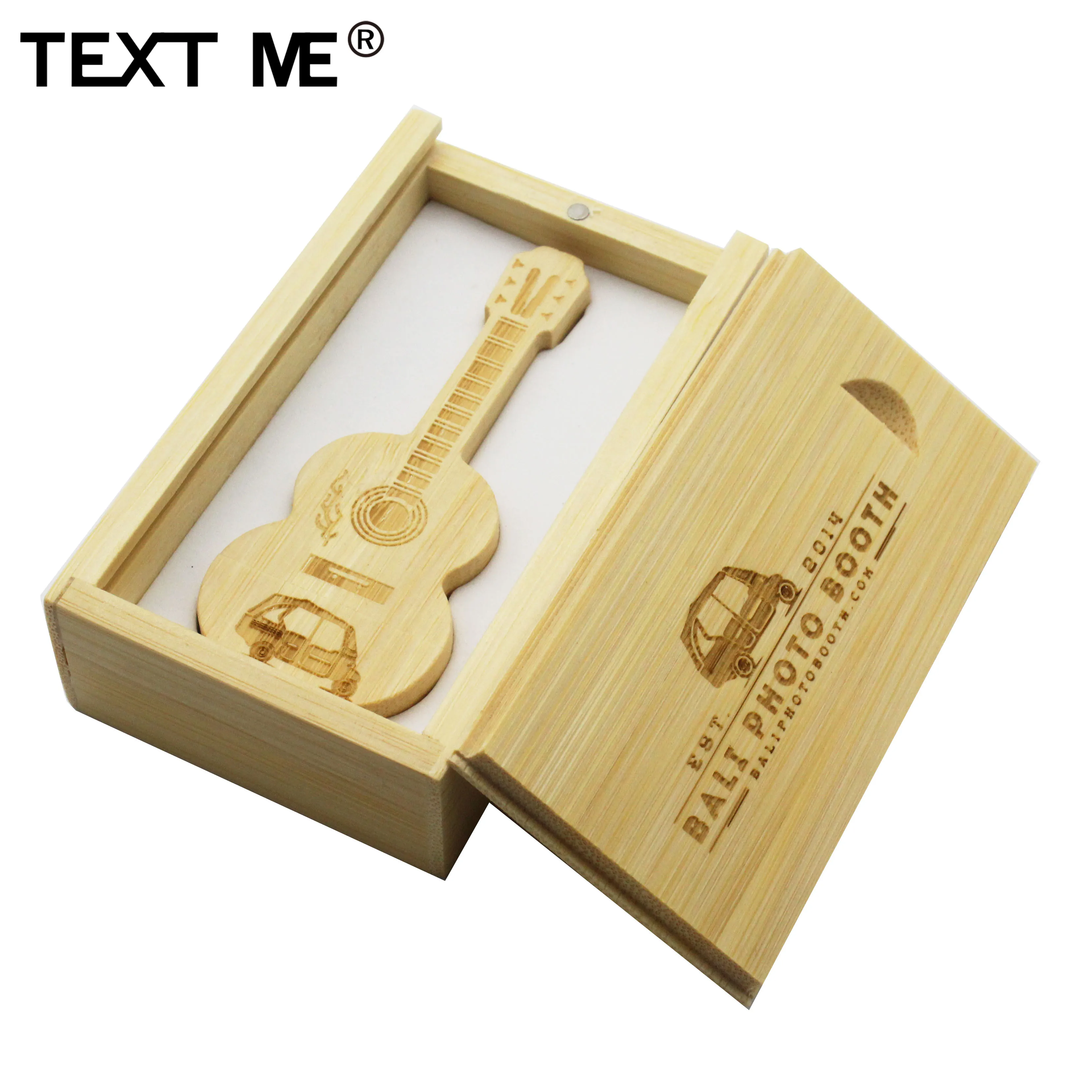 Деревянный USB-флеш-накопитель TEXT ME с логотипом гитары сделанный на заказ 4 ГБ 8 16 32