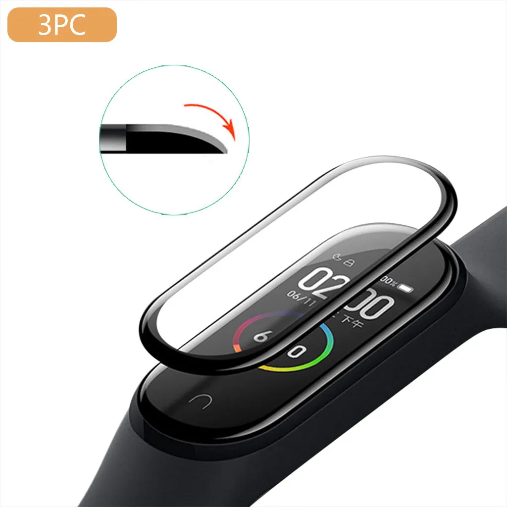 3 шт. Взрывозащищенная изогнутая поверхность Защитная пленка для Xiaomi Mi Band 4