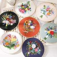 flowers embroidery kit diy needlework houseplant pattern needlecraft for beginner