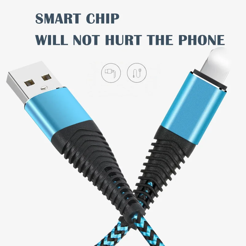Usb-кабель для iPhone X XR 8 7 Plus 2.4A быстрое зарядное устройство нейлоновый материал 1 м