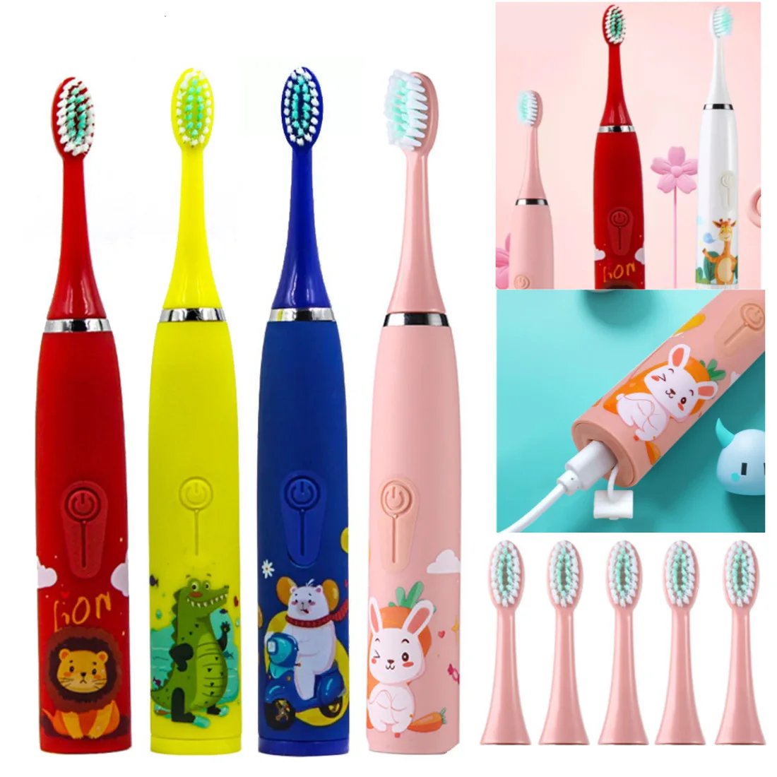 Электрическая зубная щетка Sonic детская USB аккумуляторная IPX7 водонепроницаемая