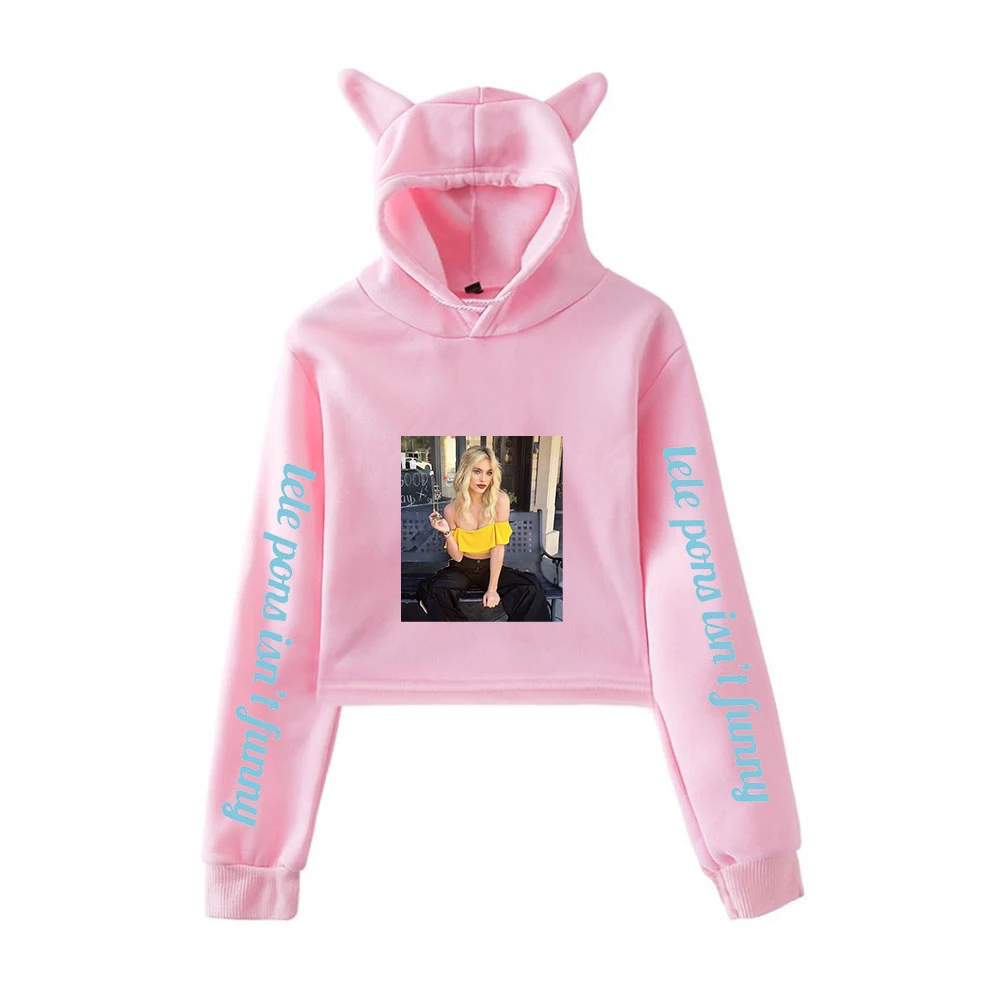 

LelePons Printed Cat Cropped Hoodies Women Long Sleeve Hooded Pullover Crop Tops 2020 Hot Sale Casual Streetwear Clothes