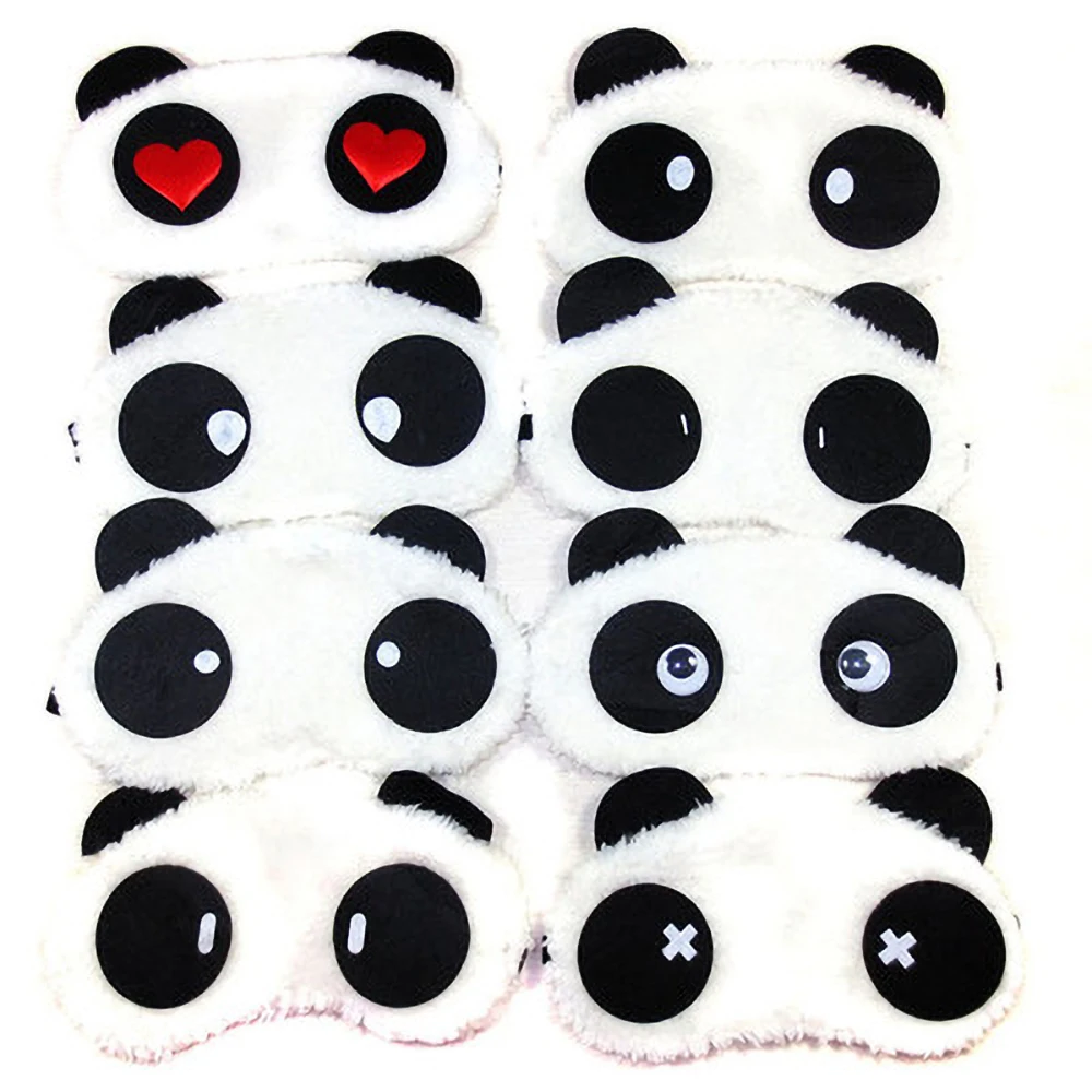 

1pc Black Mask Bandage On Eyes For Sleeping Cartoon Panda Relaxing Ice Or Hot Compress Eyeshade Sleeping Mask
