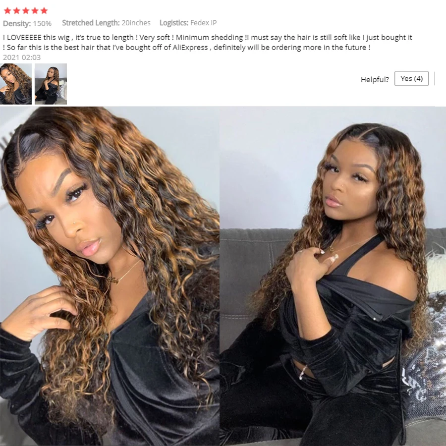 

Highlight Water Wave Curly 13x6 Lace Front Human Hair Wigs 26Inch 180% Deep Wave Frontal Wig For Black Women Brazilian Remy