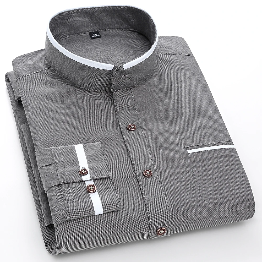 Рубашка мужская оксфордская с длинным рукавом хлопок однотонная блуза Slim Fit не